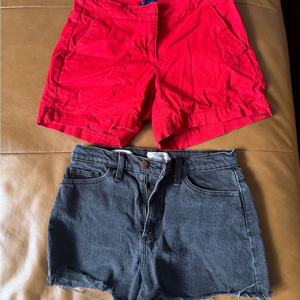 Nautica Red and Black Jean Shorts Duo